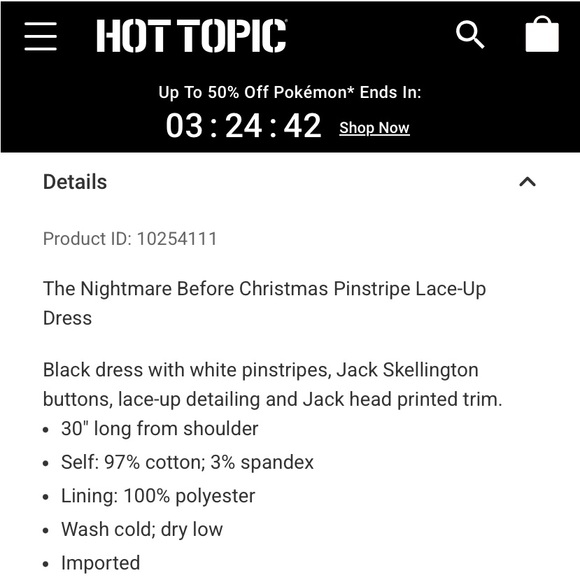 Hot Topic The Nightmare Before Christmas Pinstriped Coset Lace-up Mini Dress - Picture 7 of 14